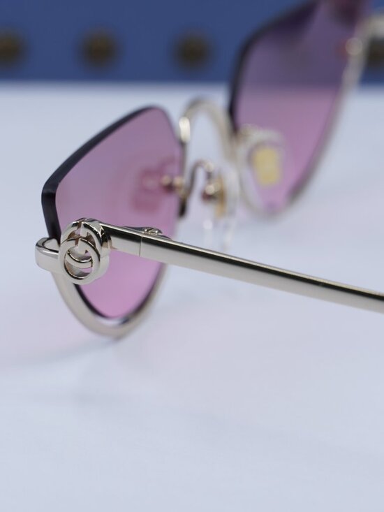 Gucci GG1603S 003 Cat Eye Sunglasses - Gold/Mirrored Violet main image 6